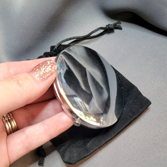 Elegant Silver Glitter Compact Mirror w/ Velvet Pouch, NWOT - Picture 4 of 4